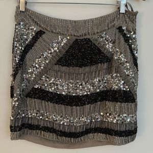 Piperlime Beaded Skirt, Tan Medium (M)